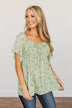 She's All That Floral Smocked Blouse- Soft Sage