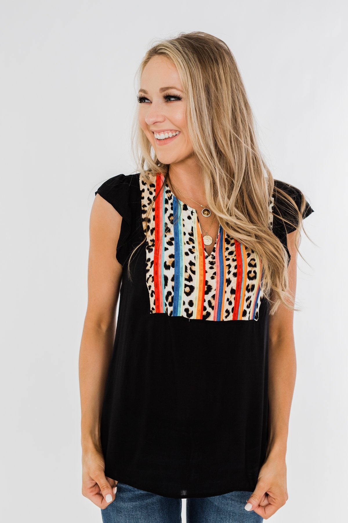 Can't Live Without You Embroidered Blouse- Black