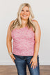 Frolic Through The Flowers Knit Tank Top- Pink