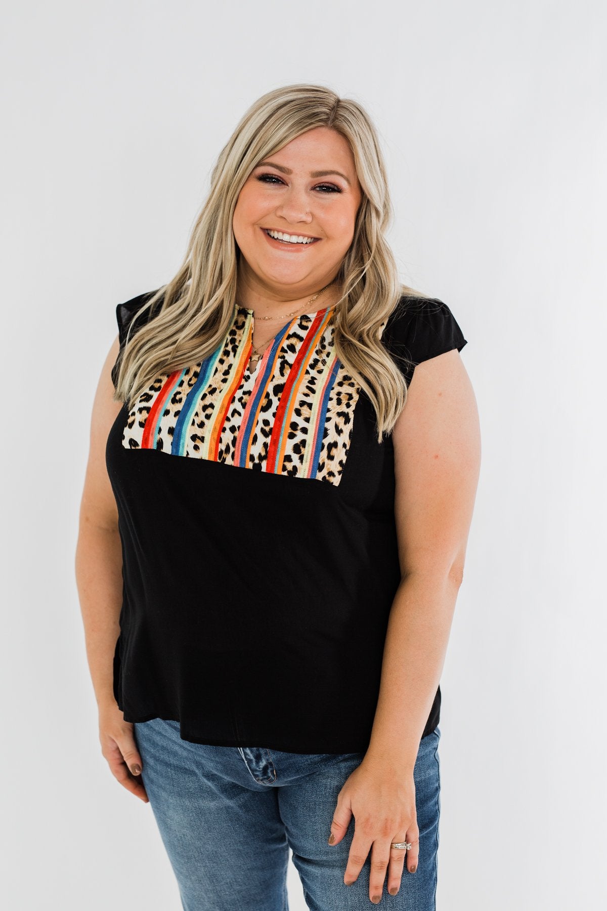 Can't Live Without You Embroidered Blouse- Black