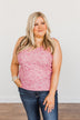 Frolic Through The Flowers Knit Tank Top- Pink