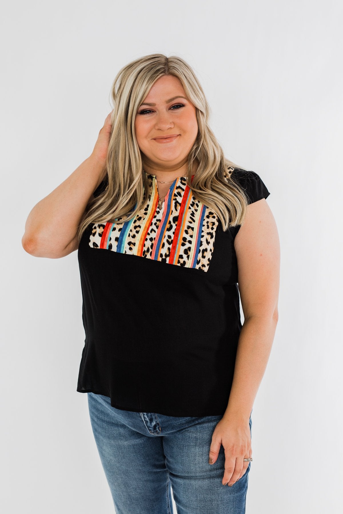 Can't Live Without You Embroidered Blouse- Black
