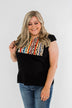 Can't Live Without You Embroidered Blouse- Black