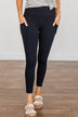 Feeling Flawless Cropped Knit Leggings- Black