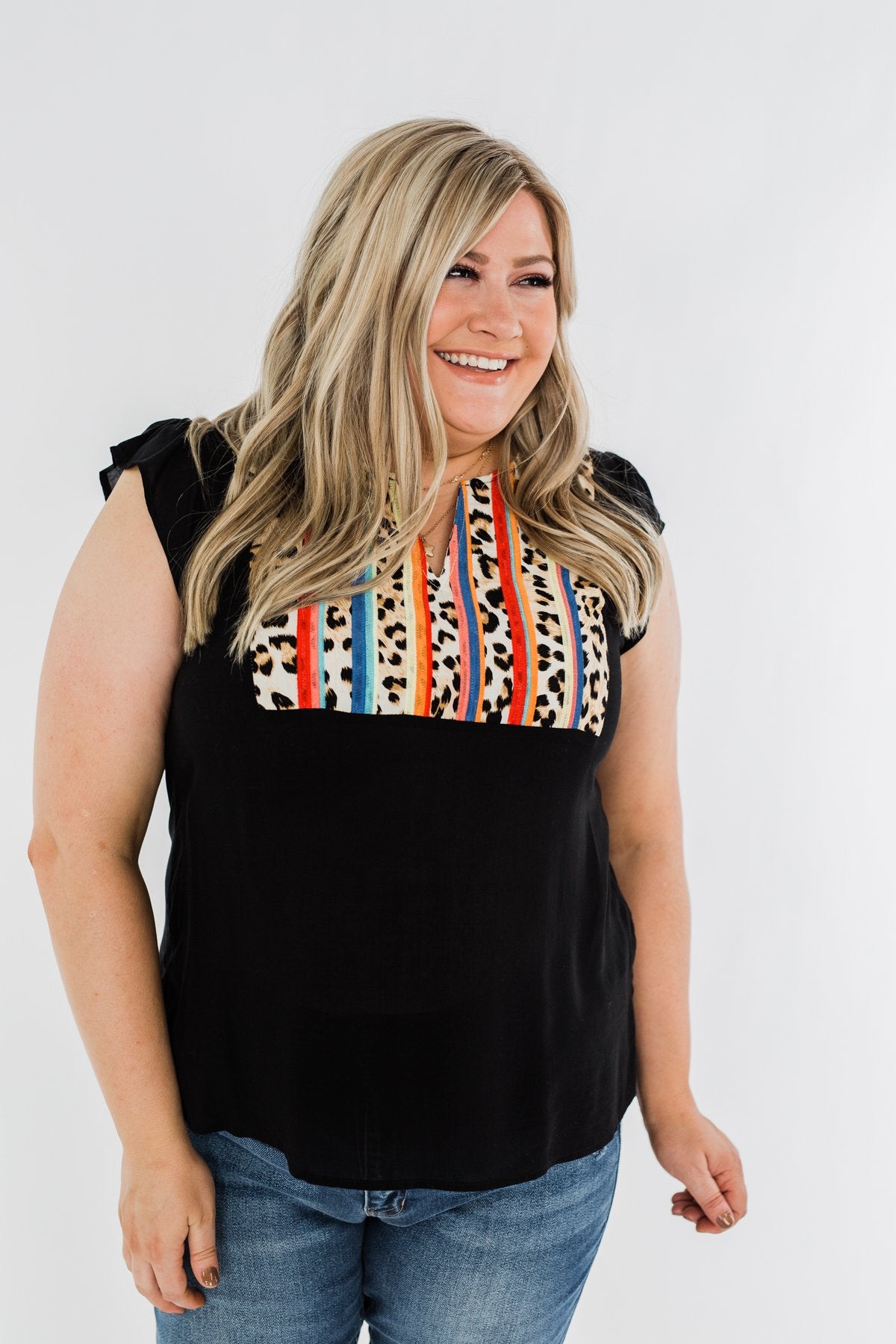 Can't Live Without You Embroidered Blouse- Black