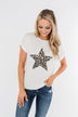 Spice It Up Leopard Print Star Top- Ivory