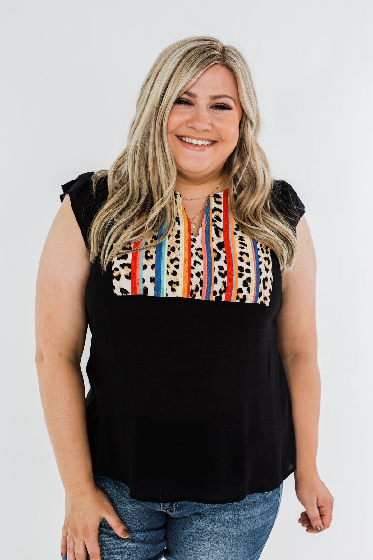 Can't Live Without You Embroidered Blouse- Black