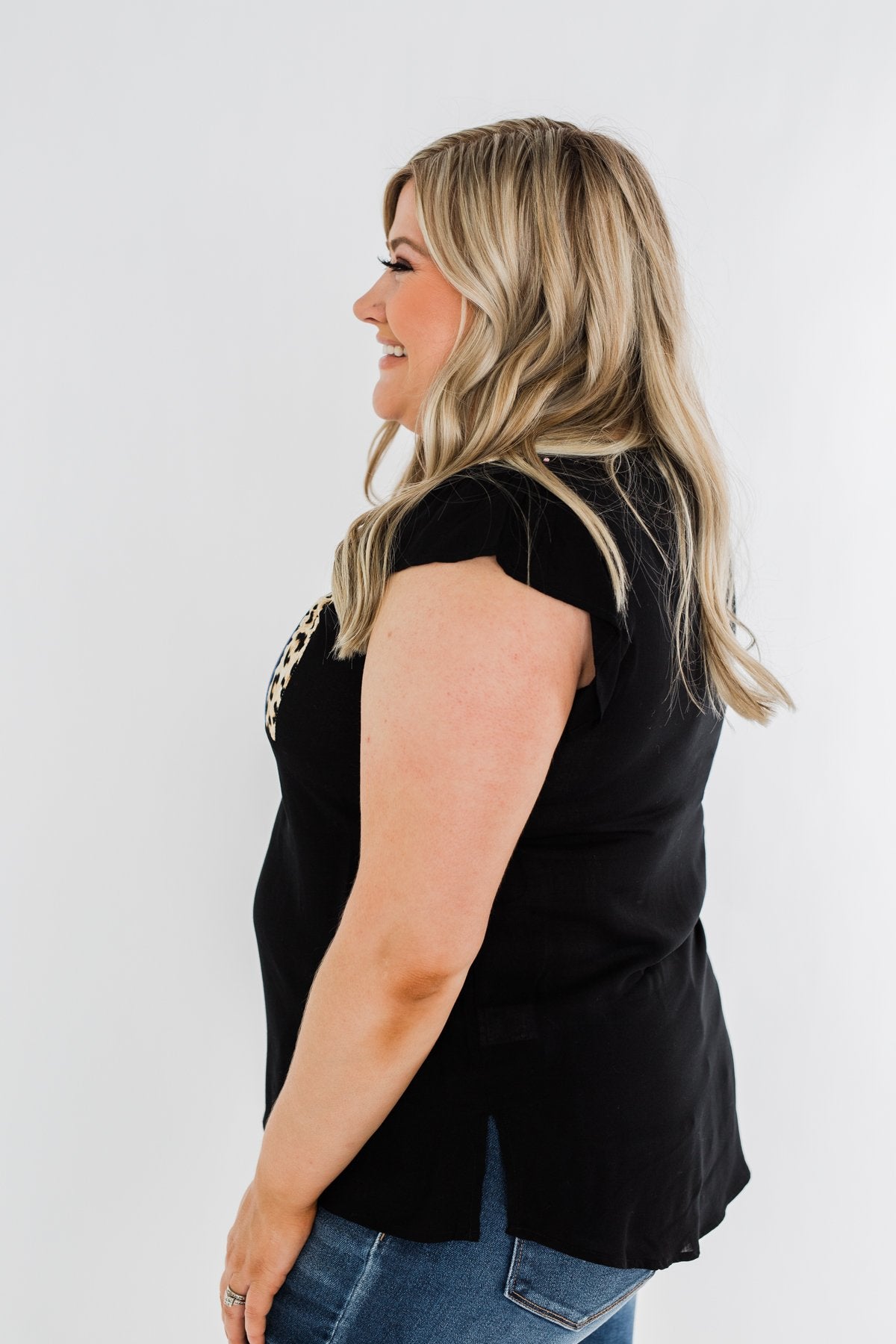 Can't Live Without You Embroidered Blouse- Black