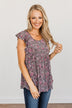 Gardens Of Flowers Floral Top- Grey & Pink