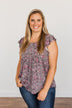 Gardens Of Flowers Floral Top- Grey & Pink
