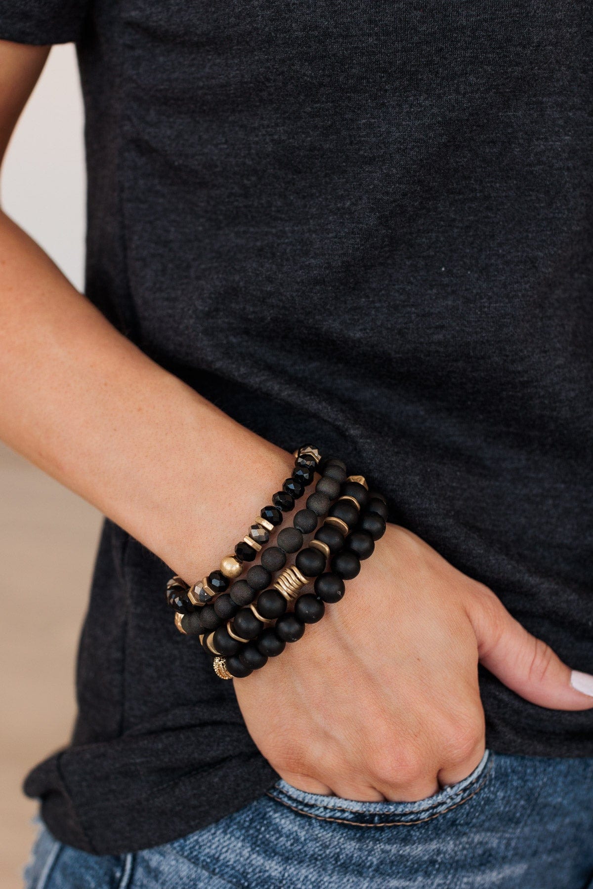 Reaching My Goals Bracelet Set- Black