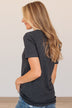 From The Moment We Met V-Neck Tee- Charcoal