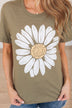 Delightful Daisies Flower Graphic Tee- Olive