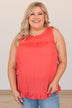 True To Yourself Ruffled Tank- Hot Coral