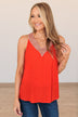 All Fired Up V-Neck Tank- Tomato