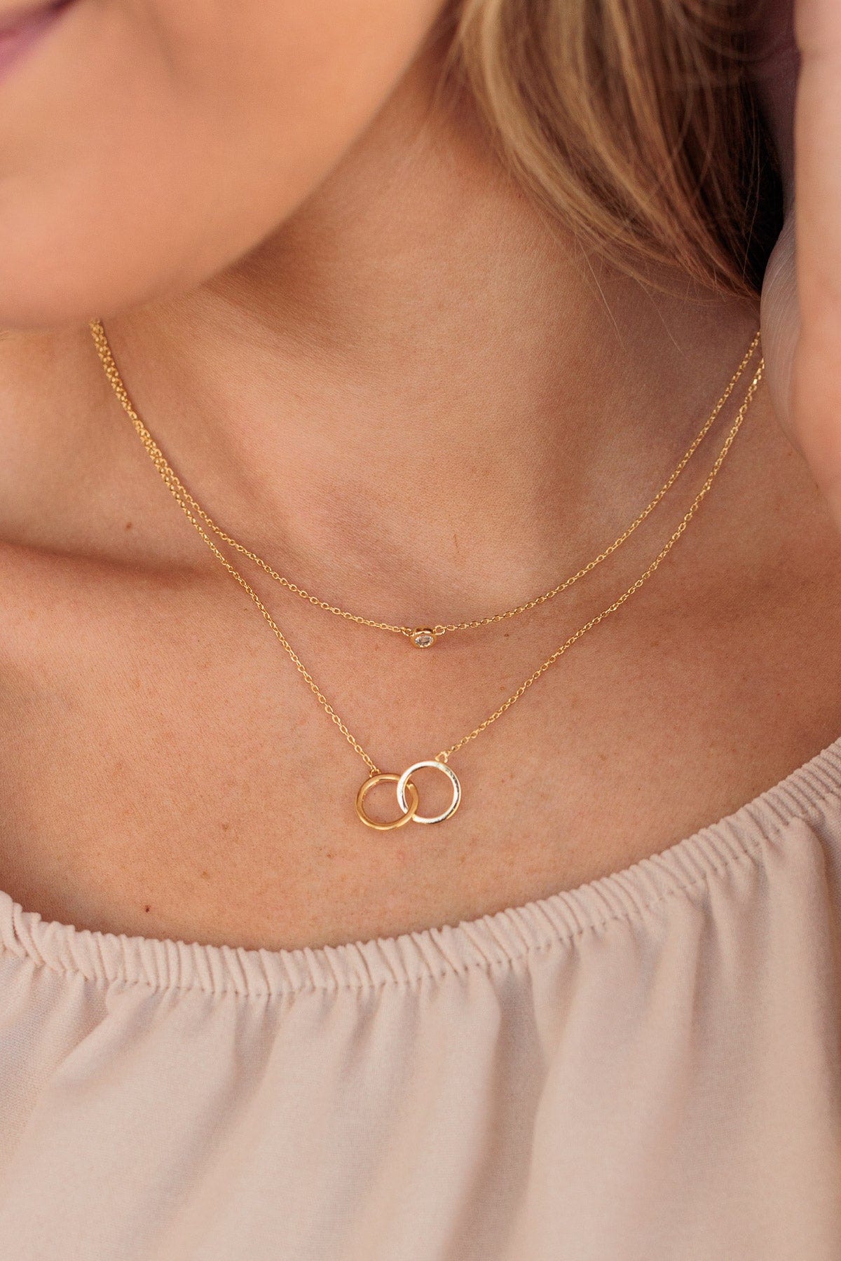 Our Fates Linked Together 2-Tier Necklace- Gold