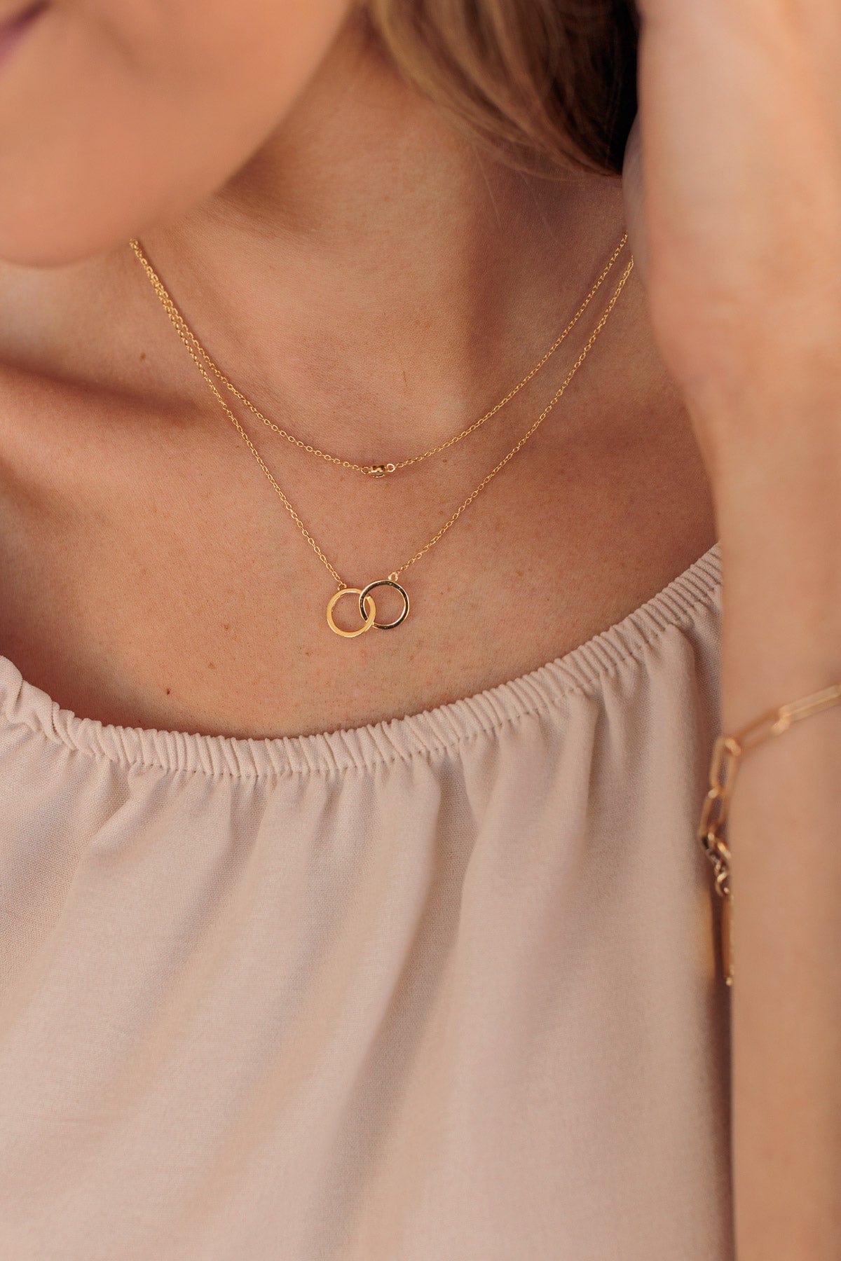 Our Fates Linked Together 2-Tier Necklace- Gold