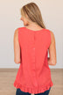 True To Yourself Ruffled Tank- Hot Coral