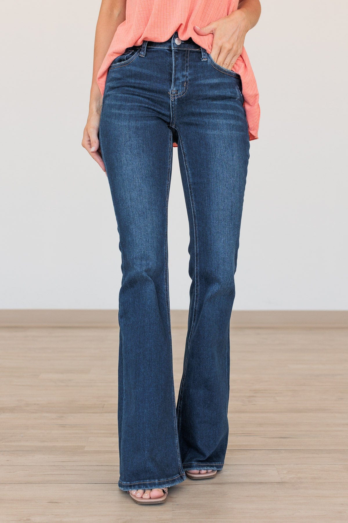 Vervet Mid-Rise Flare Jeans- Elsa Wash