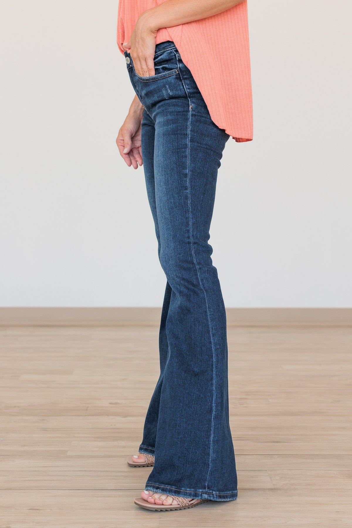 Vervet Mid-Rise Flare Jeans- Elsa Wash