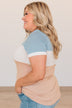 Moment Of Zen Color Block Top- Blue & Taupe