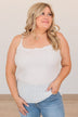 Happiness Is Within Ribbed Knit Tank- Ivory