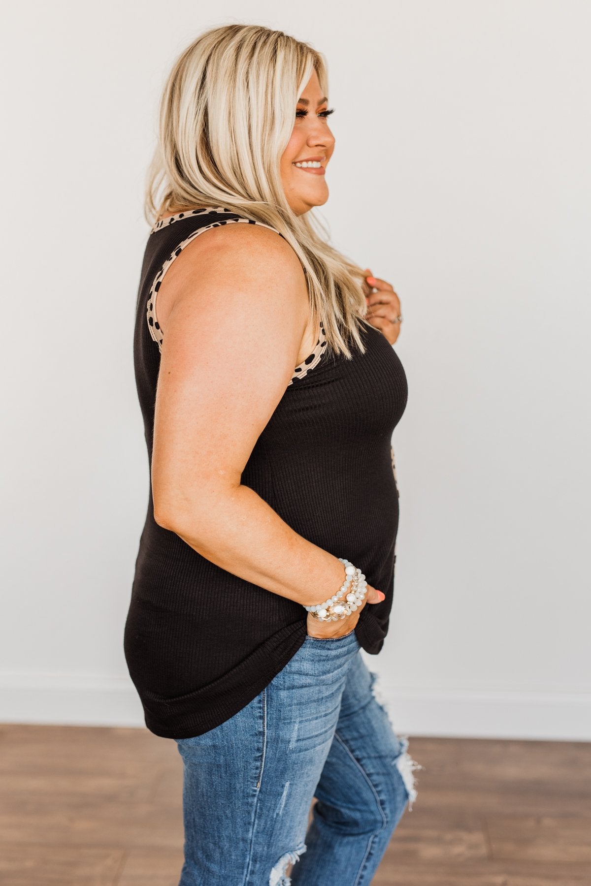 Good Ole Days Ribbed Knit Tank Top- Black