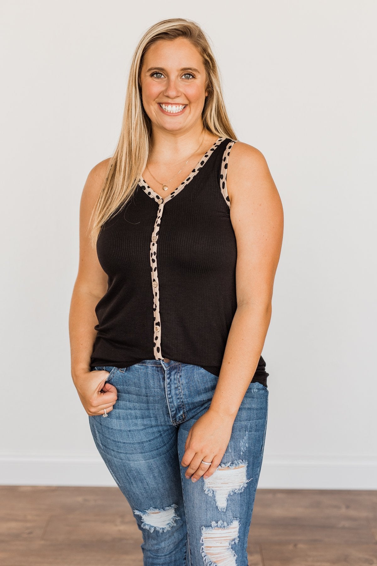 Good Ole Days Ribbed Knit Tank Top- Black