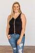 Good Ole Days Ribbed Knit Tank Top- Black