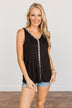 Good Ole Days Ribbed Knit Tank Top- Black