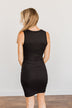 Independent Woman Ribbed Knit Dress- Black