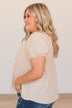 Happy To See You Puff Sleeve Top- Taupe