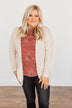 Feeling Loved Open Front Knit Cardigan- Oatmeal