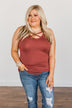 Places to Go Criss-Cross Tank Top- Brick