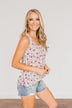 Put Your Head On My Shoulder Floral Tank Top- Grey