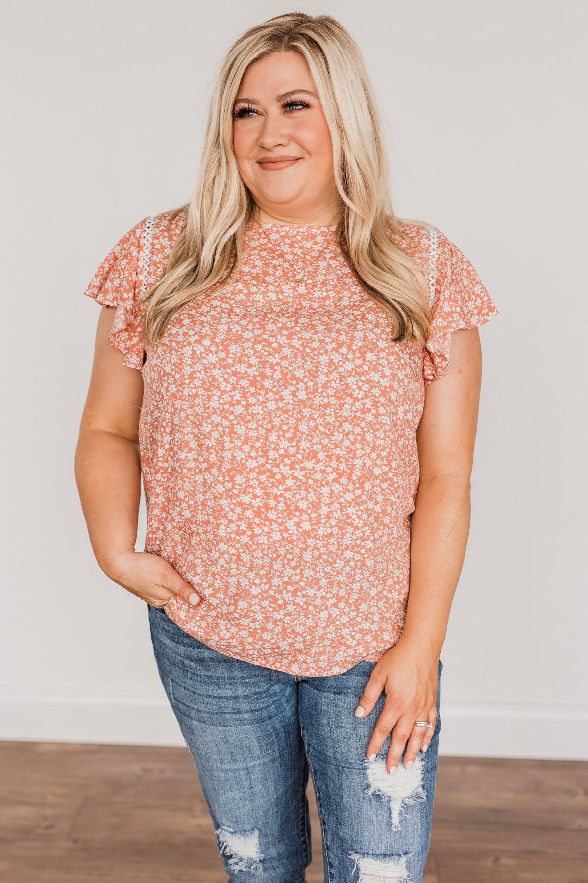 Jump For Joy Floral Blouse- Dusty Coral