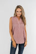 Fond Of You Speckled Sleeveless Blouse- Mauve
