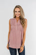 Fond Of You Speckled Sleeveless Blouse- Mauve