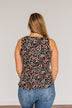 Like A Summer Breeze Floral Criss-Cross Tank- Black
