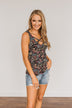Like A Summer Breeze Floral Criss-Cross Tank- Black