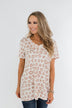 One Simple Wish Leopard V-Neck Top- Cream & Pale Taupe