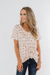 One Simple Wish Leopard V-Neck Top- Cream & Pale Taupe