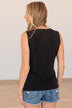 What A Day Front Twist Top- Black
