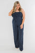 You Found Me Striped Jumpsuit- Navy