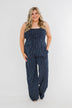 You Found Me Striped Jumpsuit- Navy