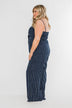 You Found Me Striped Jumpsuit- Navy