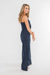 You Found Me Striped Jumpsuit- Navy