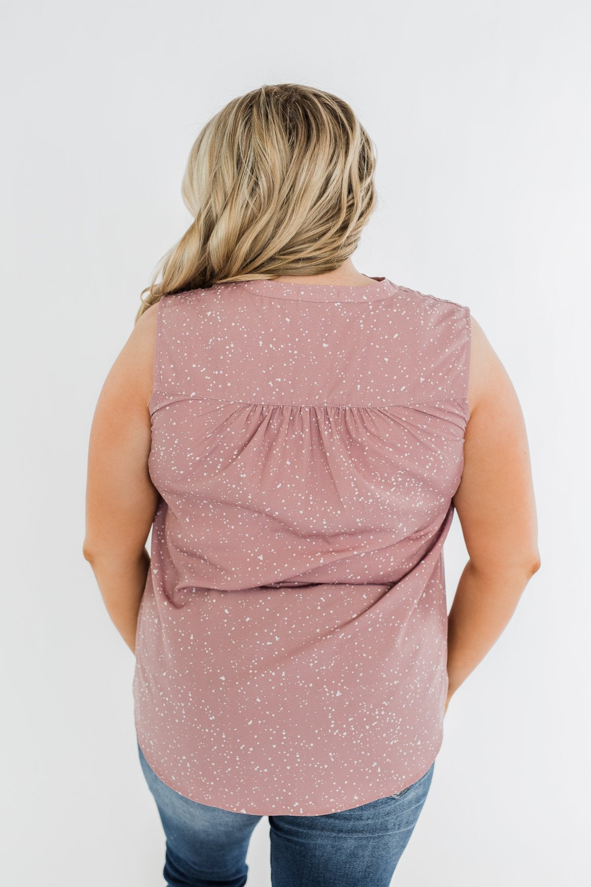 Fond Of You Speckled Sleeveless Blouse- Mauve