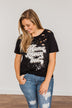 "Mama Knows Best" Distressed Graphic Tee- Black