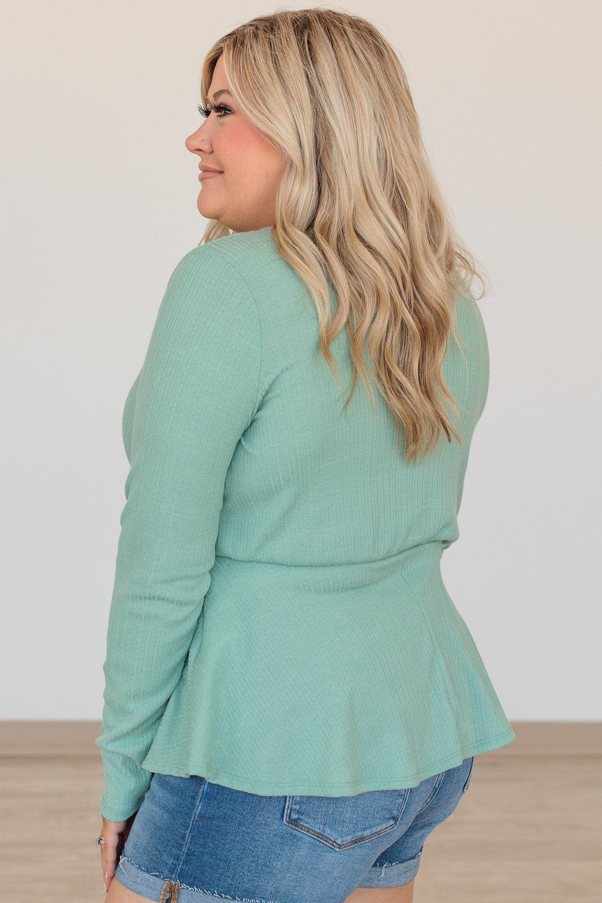 Wait For Me Long Sleeve Top- Dark Seafoam